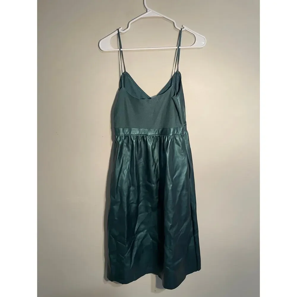 Zara Knit Green Faux Leather Midi Dress Size Small‎ - Picture 7 of 12
